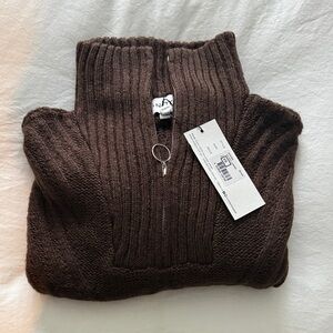 SNDYS Brown Quarter Zip Women's Sweater